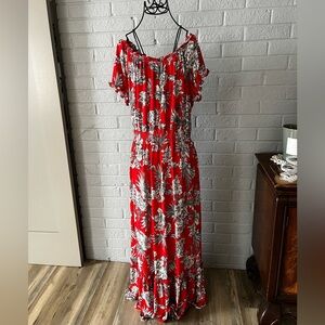Kate and Lily Floral Red Maxi Dress size 8